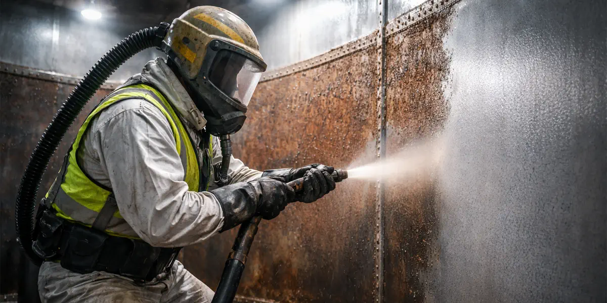 Surface preparation of a water tank